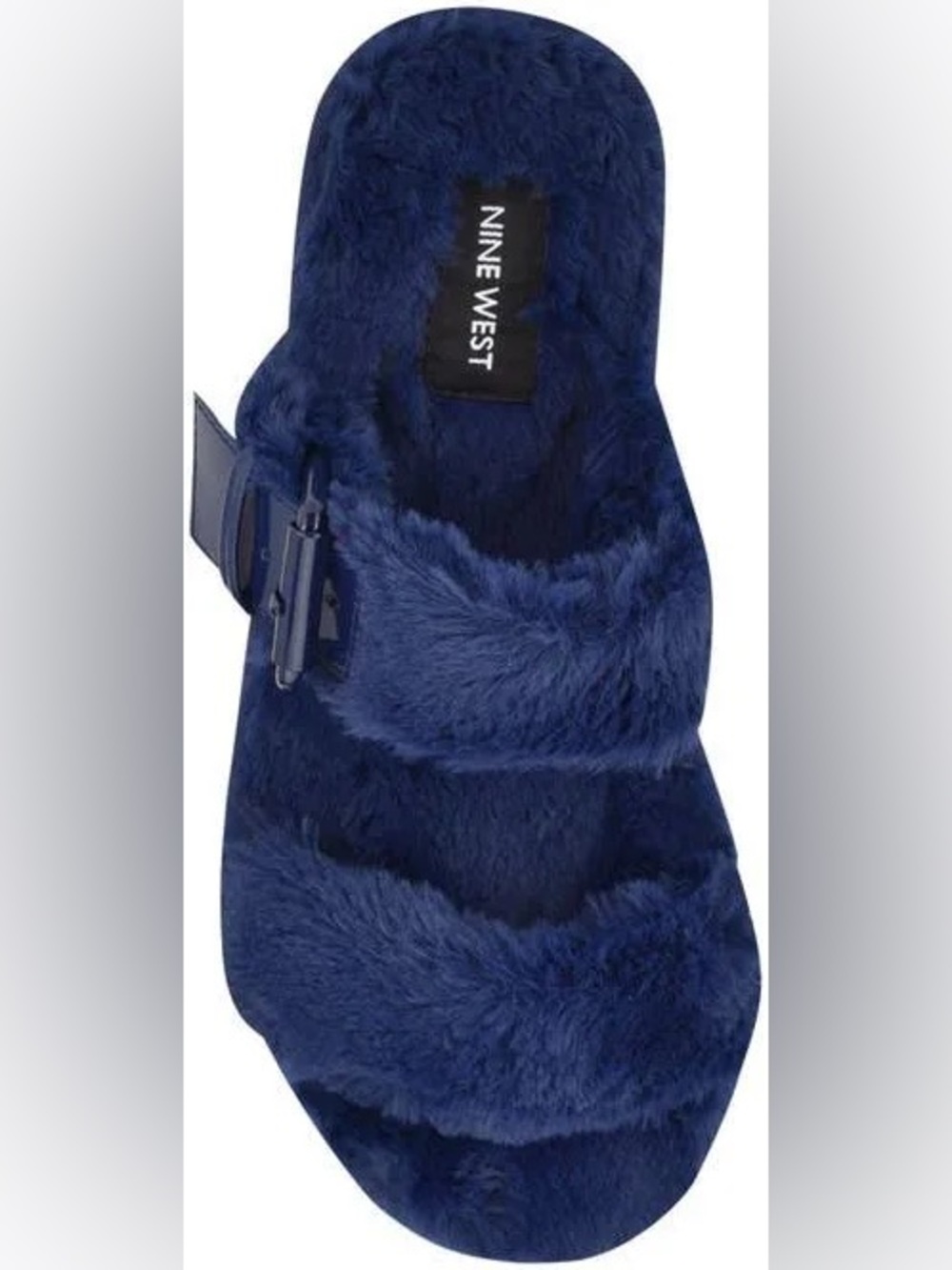 Nine West Women's Funkie Faux-Fur Platform Slide Sandals EUC